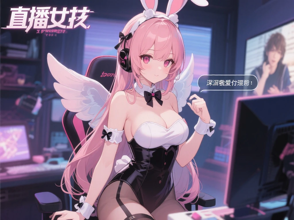 主播女孩极度依赖：天使酱兔女郎版绝美呈现
